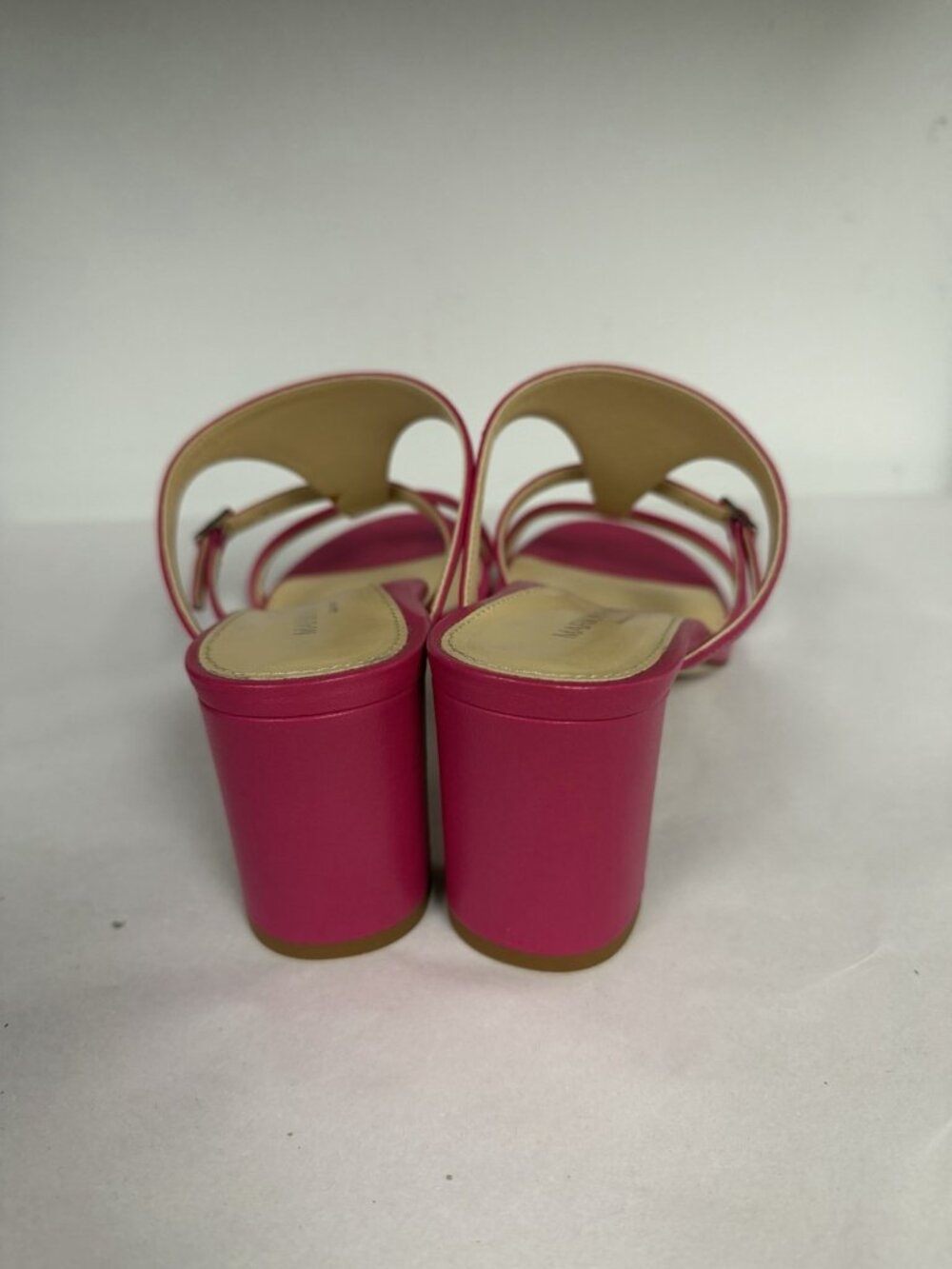 Marion Parke Pink Leather Sandals Heeled Slide Size 37.5 US 7.5 NEW - Picture 5 of 10